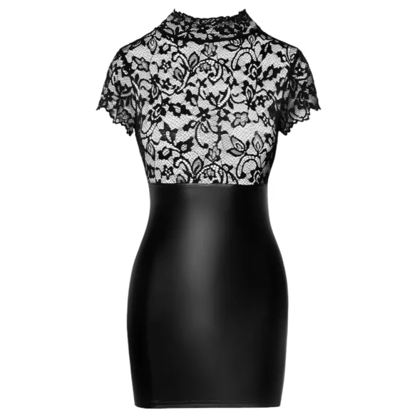 Noir - robe moulante brillante corset dentelle haut noir - M