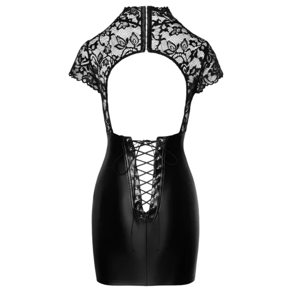 Noir - robe moulante brillante corset dentelle haut noir - M