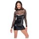 Noir - Robe brillante avec haut transparent (noir)