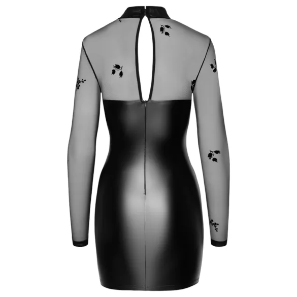 Noir - robe moulante transparente haut brillant - noir
