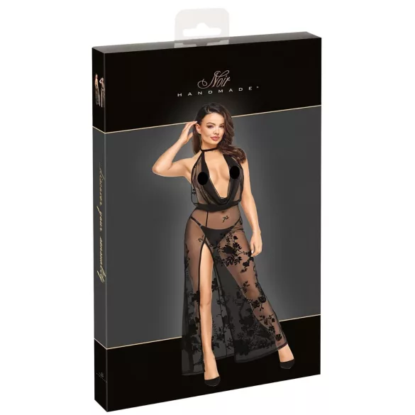 Noir - robe maxi transparente motif floral (noir)