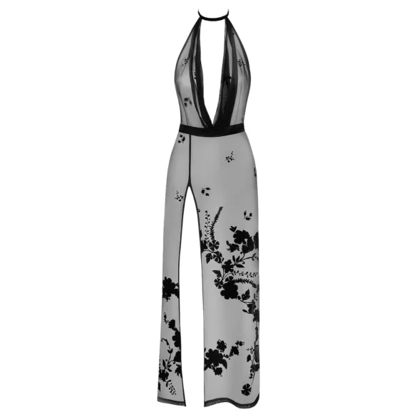 Noir - robe maxi transparente motif floral (noir)