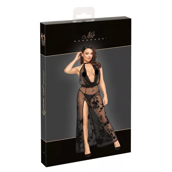 Noir - robe maxi transparente motif floral (noir) - XL