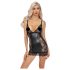 Noir - Robe mini noire avec côtés transparents - L
