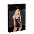 Noir - Robe mini noire avec côtés transparents - L