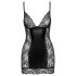 Noir - Robe mini noire avec côtés transparents - L