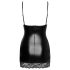 Noir - Robe mini noire avec côtés transparents - L