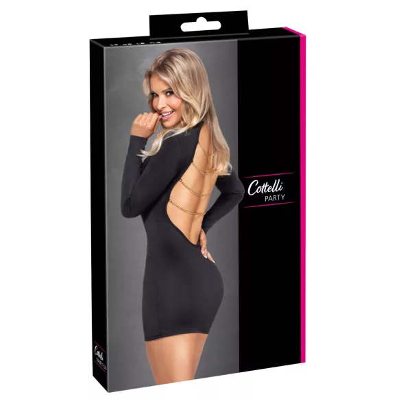 Cottelli - robe mini dos nu chaîne - noir - L
