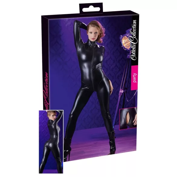 Cottelli - combinaison moulante brillante manches longues - noir - M