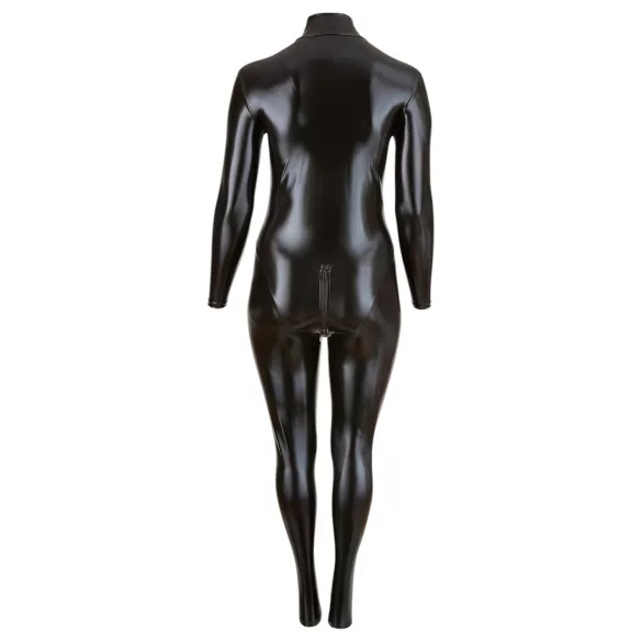 Cottelli Plus Size - combinaison moulante manches longues brillante - noir