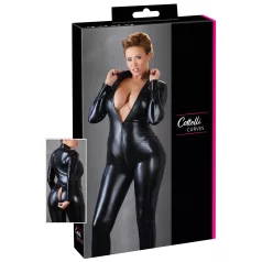   Cottelli Plus Size - combinaison moulante manches longues brillante - noir - 4XL