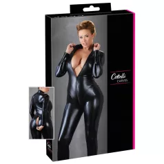   Cottelli Plus Size - combinaison moulante manches longues brillante - noir - 4XL