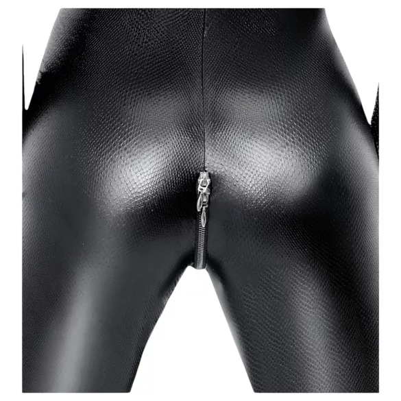 Noir - combinaison longue moulante - effet serpent - noir - L