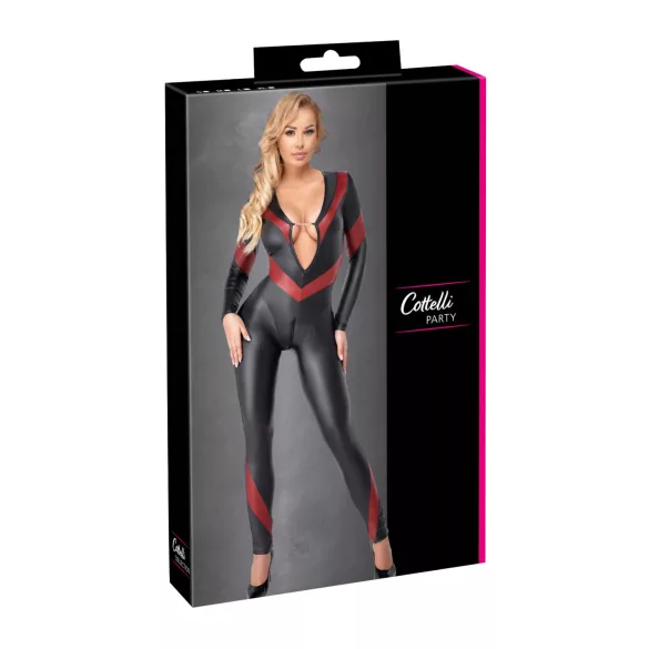 Cottelli - combinaison effet cuir zippée - noir - M