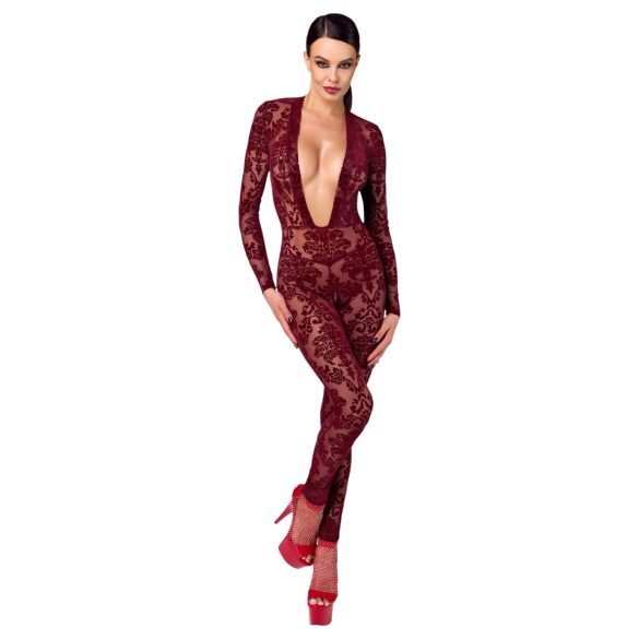 Noir Kink Royal - body résille transparent - rouge - L