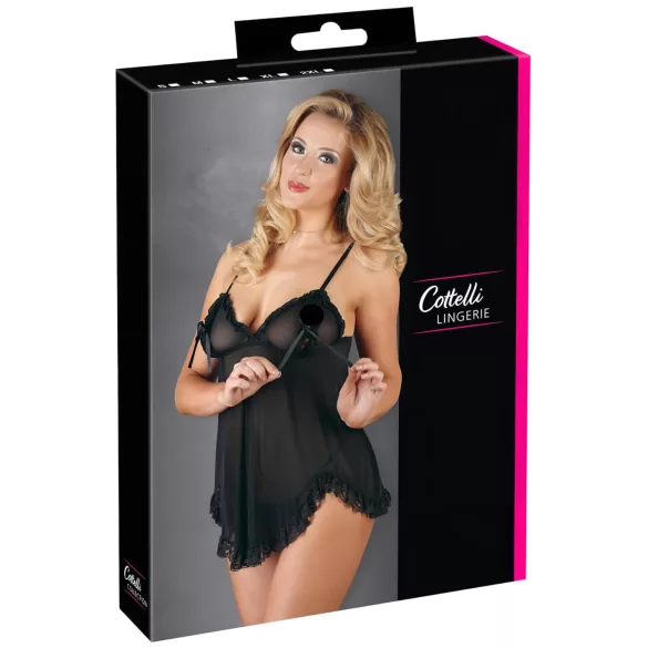 Cottelli - Babydoll sexy volanté - noir - L