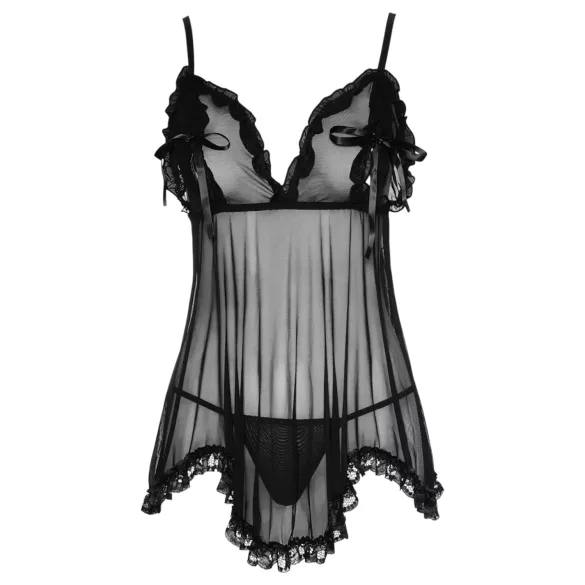 Cottelli - Babydoll sexy volanté - noir - XXL