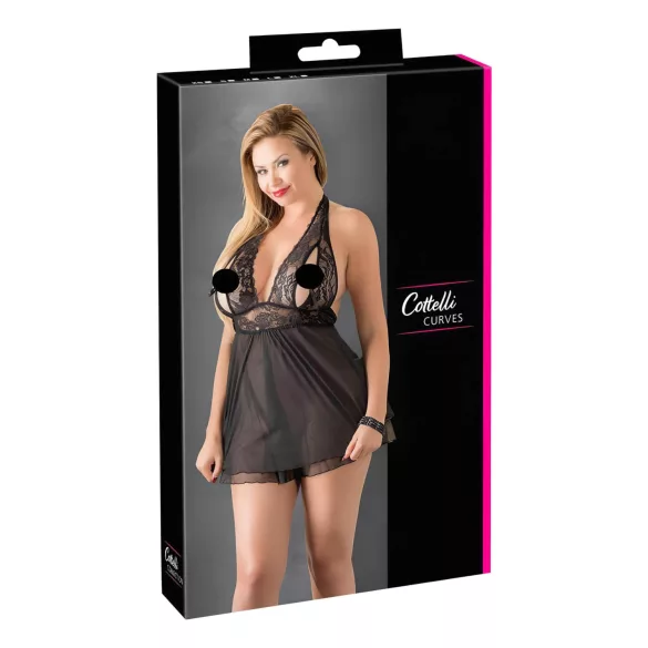 Cottelli - Babydoll grande taille dentelle - noir - 4XL