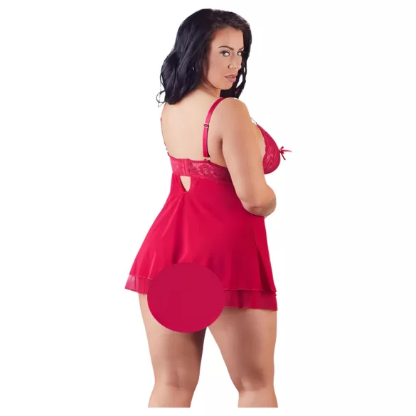 Cottelli Plus Size - babydoll sexy en dentelle - grande taille - rouge