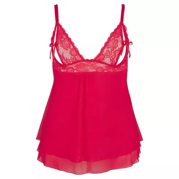 Cottelli Plus Size - babydoll sexy en dentelle - grande taille - rouge