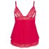 Cottelli Plus Size - babydoll en dentelle légère (rouge)