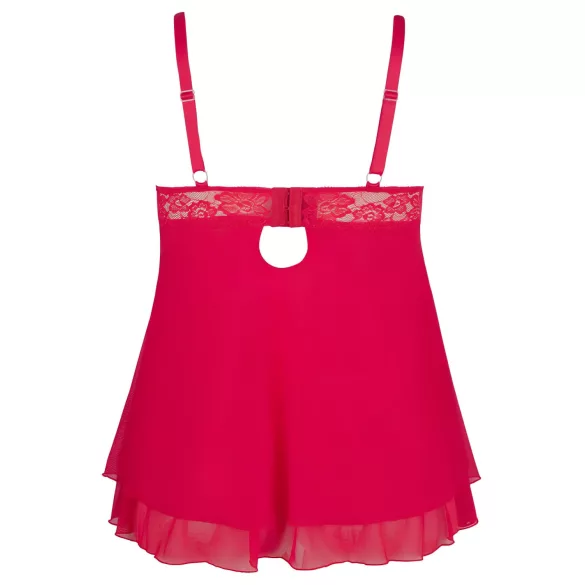 Cottelli Plus Size - babydoll sexy en dentelle - grande taille - rouge
