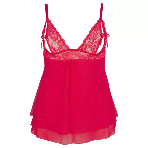 Cottelli Plus Size - babydoll sexy en dentelle - grande taille - rouge - 2XL
