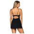 Nuisette Lucie fleurie & strass, string noir inclus - L/XL