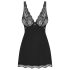 Nuisette Lucie fleurie & strass, string noir inclus - L/XL