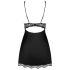 Nuisette Lucie fleurie & strass, string noir inclus - L/XL