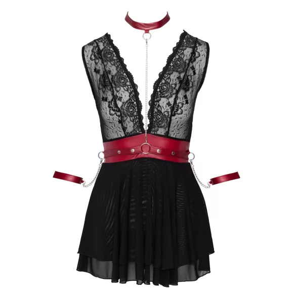 Babydoll dentelle noir avec col bondage Cottelli - L