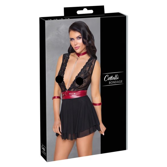 Babydoll dentelle noir avec col bondage Cottelli - XL