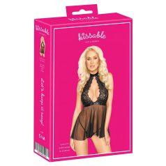 Kissable - babydoll en dentelle avec tour de cou (noir)