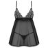 Obsessive - babydoll en dentelle - ensemble - noir