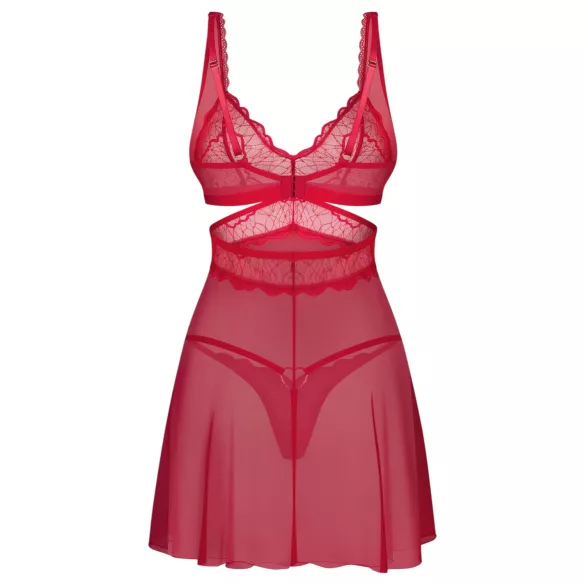 Obsessive Cupide Desir - nuisette dentelle transparente - rouge - ensemble