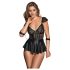 Cottelli Bondage - robe en dentelle avec menottes (noir)