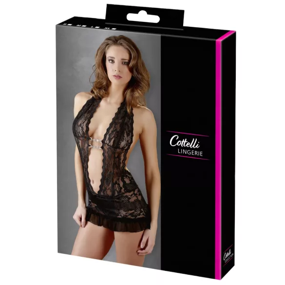 Cottelli - Robe mini en dentelle à tour de cou - noir