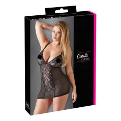 Cottelli Plus Size - nuisette en dentelle transparente noire