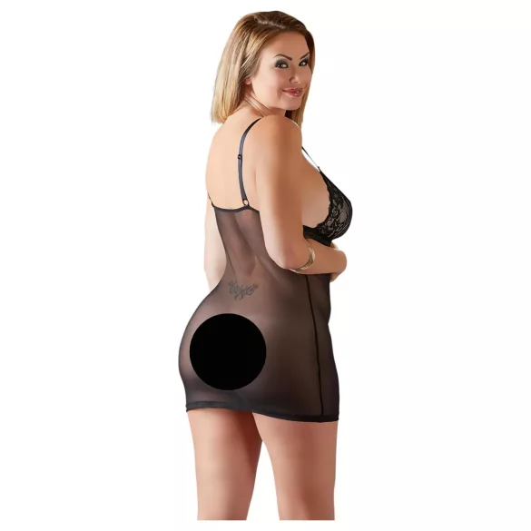 Cottelli - nuisette grande taille transparente en dentelle - noir - 2XL