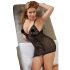 Cottelli - Nuisette transparente en dentelle grande taille (noire) - 4XL