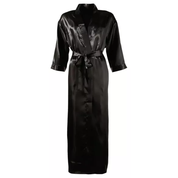 Cottelli - Peignoir satiné - Noir - 2XL/3XL