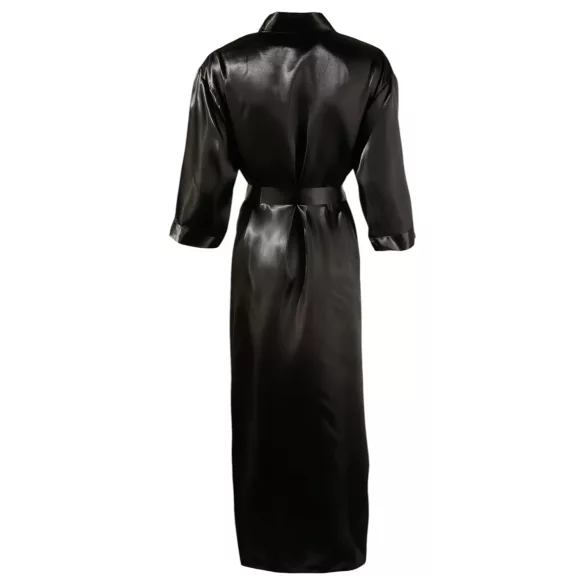 Cottelli - Peignoir satiné - Noir - 2XL/3XL