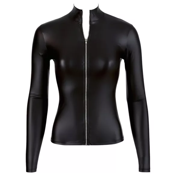 Cottelli - top femme manches longues brillant - noir - XL
