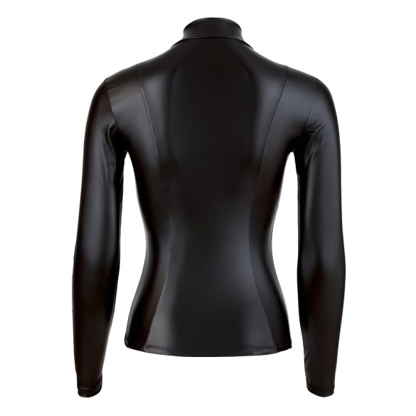 Cottelli - top femme manches longues brillant - noir - XL