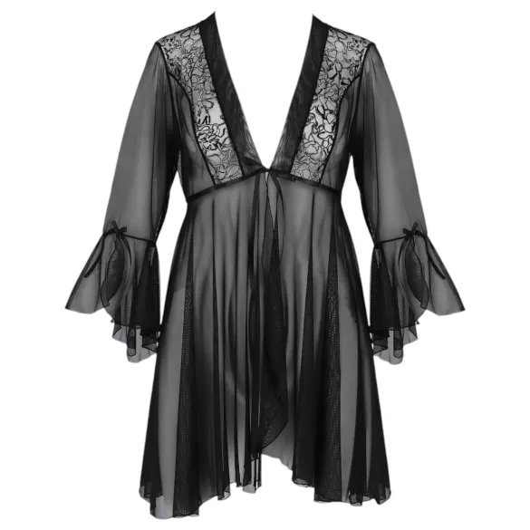 Passion Eco Primula - Peignoir en dentelle et string (noir)