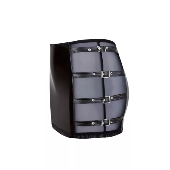 Cottelli - jupe mini brillante à boucles - simili cuir noir - L