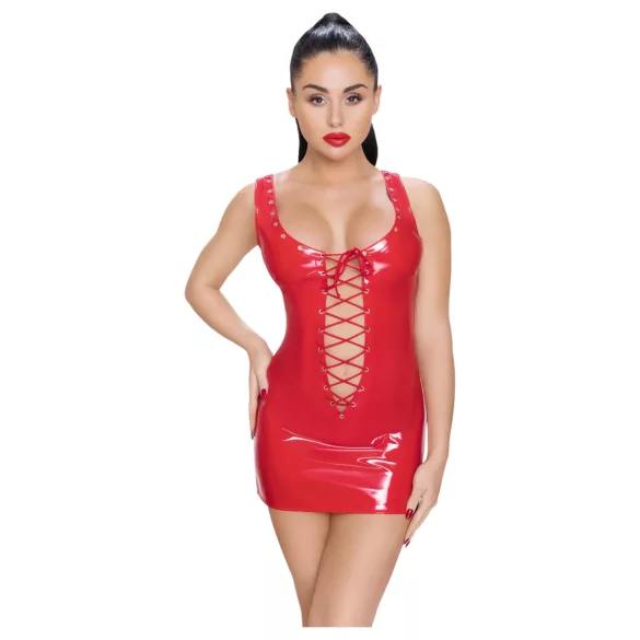 Black Level - robe courte effet laqué à lacets - rouge - M