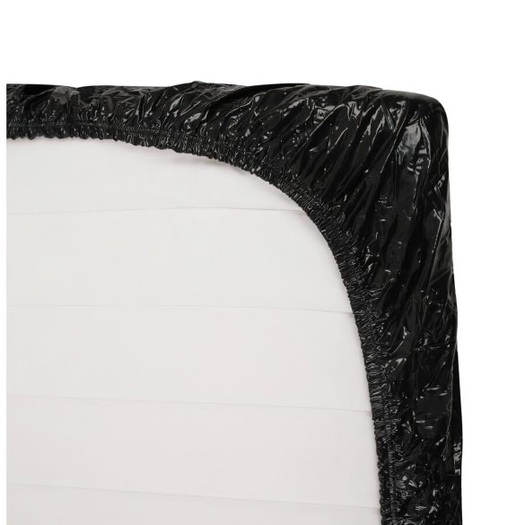 Drap laqué - drap housse imperméable - vinyle noir - 160x200 cm