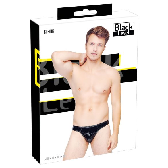 Black Level - String homme classique en cuir verni (noir)