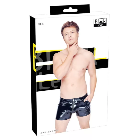 Black Level - short homme vinyle poches latérales - noir